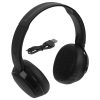 a black headphones on a white background