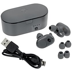 a black box with a cord and earbuds