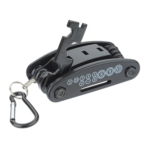 Additional Image 2 - a black pocket knife with a key chain