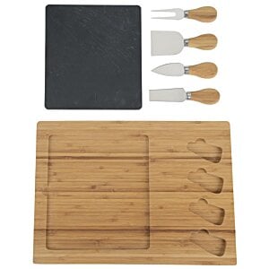 Additional Image 2 - a wooden board with a square and four different sizes of knives