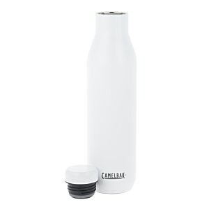 a white bottle with a black cap