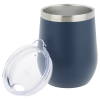 a blue and silver cup with a lid