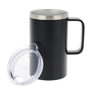 Additional Image 1 - a black and silver mug with a lid