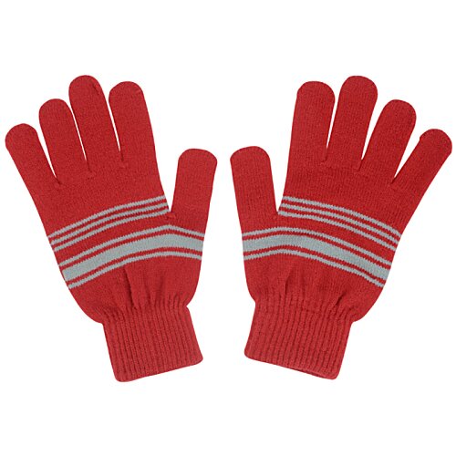 Additional Image 3 - a pair of red gloves with grey stripes