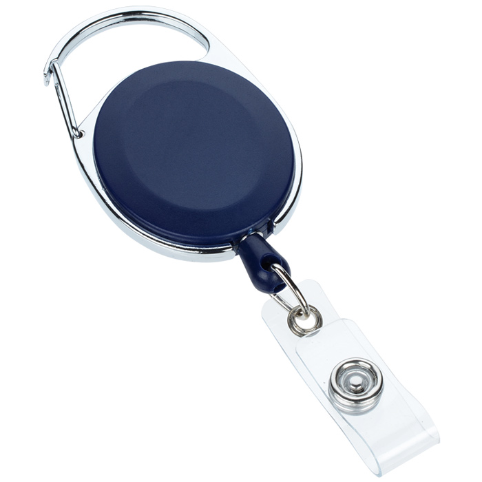  Domed Oval Metal Retractable Badge Holder with Carabiner  160021