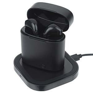 Additional Image 6 - a black wireless earbuds in a charging stand