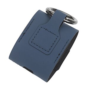 Additional Image 3 - a blue leather keychain with a silver ring