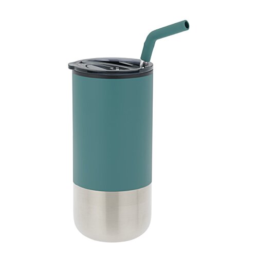 Additional Image 1 - a blue and silver cup with a straw