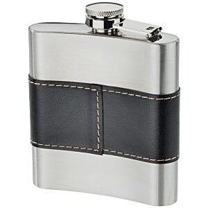 Additional Image 2 - a silver flask with black stitching