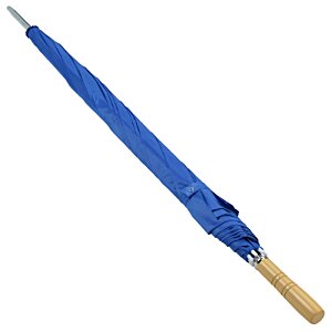 Additional Image 1 - a blue umbrella with a wooden handle