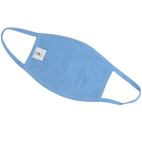 Additional Image 2 - a blue face mask with a white label