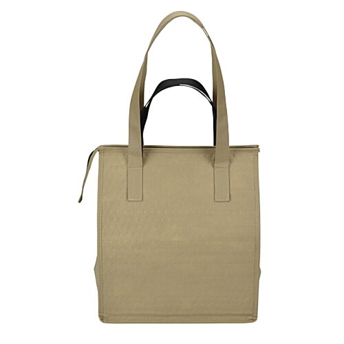 Additional Image 3 - a tan bag with black handles
