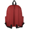 a red backpack with black straps