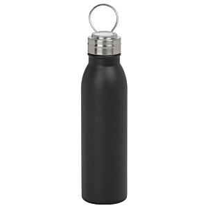 Additional Image 1 - a black water bottle with a silver ring with Willis Tower in the background