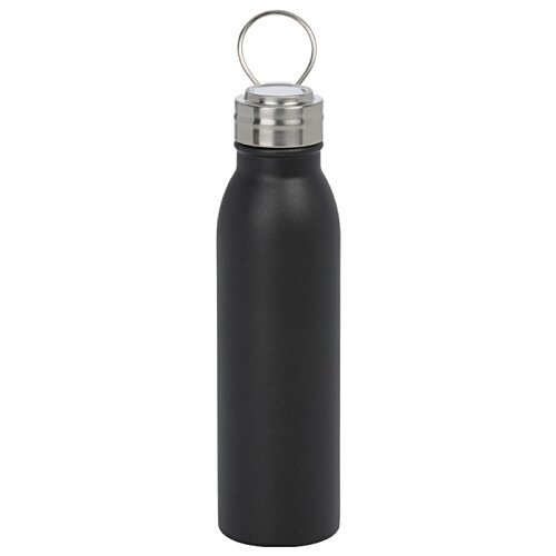 Additional Image 1 - a black water bottle with a silver ring with Willis Tower in the background