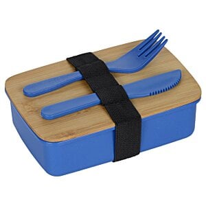 Additional Image 1 - a blue plastic container with a fork and knife