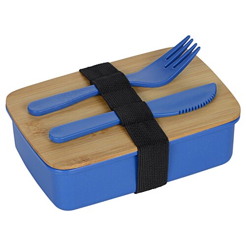 Additional Image 1 - a blue plastic container with a fork and knife