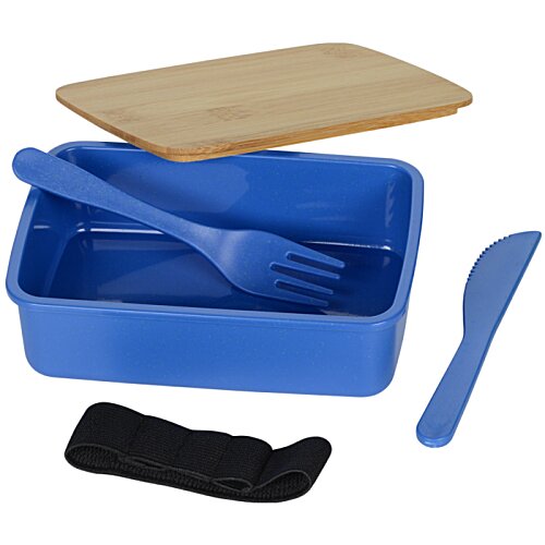 Additional Image 2 - a blue container with a spoon and a wooden board