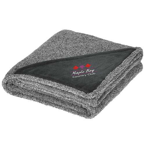 Additional Image 1 - a folded grey blanket with a black corner
