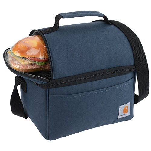 Additional Image 1 - a blue lunch bag with a sandwich inside