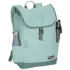 a light blue backpack with a pocket