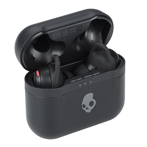 Additional Image 2 - a black wireless earbuds in a black case