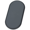 a black oval object with a white background