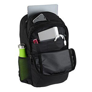 Additional Image 2 - a black backpack with a laptop and other objects in it