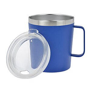 Additional Image 1 - a blue and silver mug with a lid