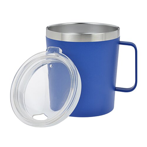 Additional Image 1 - a blue and silver mug with a lid