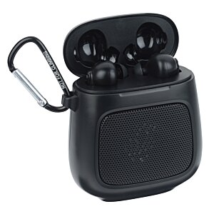 Additional Image 3 - a black wireless earbuds with a clip