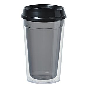 Additional Image 1 - a grey plastic cup with a black lid