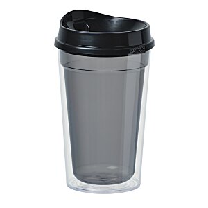 Additional Image 2 - a grey plastic cup with a black lid