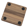 View Image 4 of 5 of Acacia Wood 4-Piece Coaster Set in Metal Stand - Square