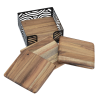 View Image 5 of 5 of Acacia Wood 4-Piece Coaster Set in Metal Stand - Square