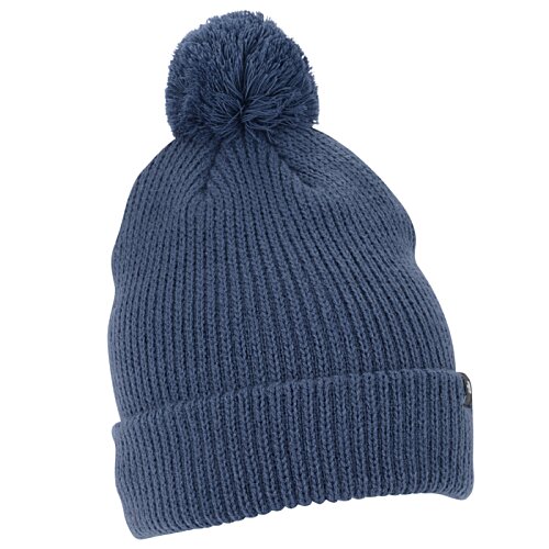 Additional Image 1 - a blue knit hat with a pom
