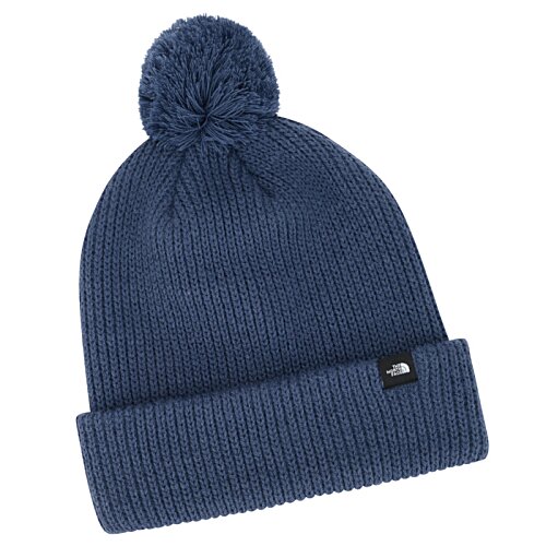Additional Image 3 - a blue beanie with a pom