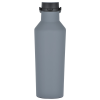 a grey plastic bottle with a black cap