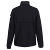 a black jacket with a white logo