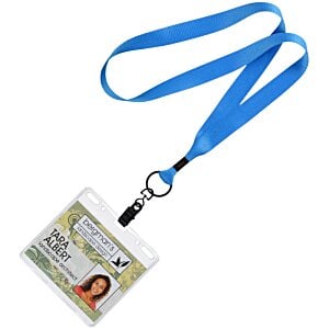 Additional Image 1 - a blue lanyard with a badge on it
