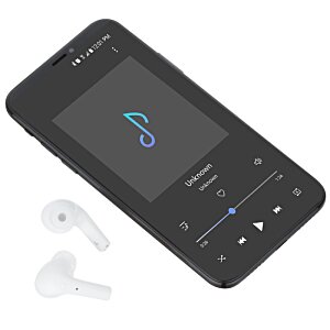 Additional Image 6 - a black cellphone with a screen and earbuds