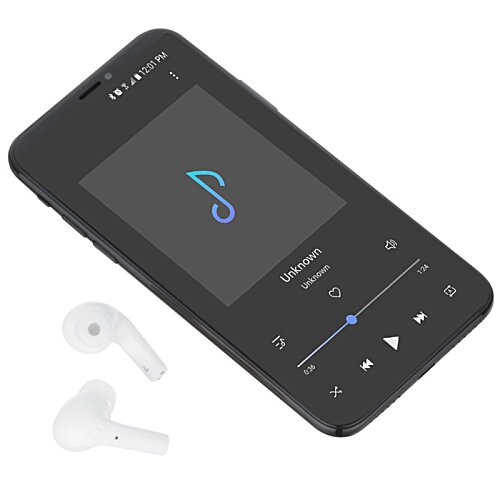 Additional Image 6 - a black cellphone with a screen and earbuds