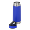 a blue and silver thermos