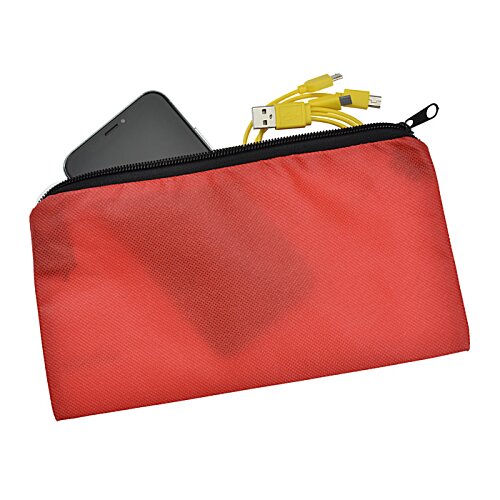 Additional Image 1 - a red zippered bag with a black zipper