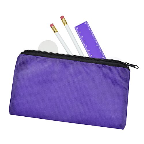 Additional Image 1 - a purple pencil case with pencils and erasers