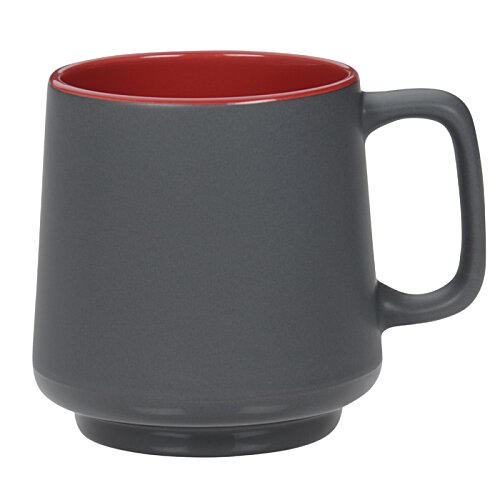 Additional Image 1 - a grey mug with a red rim