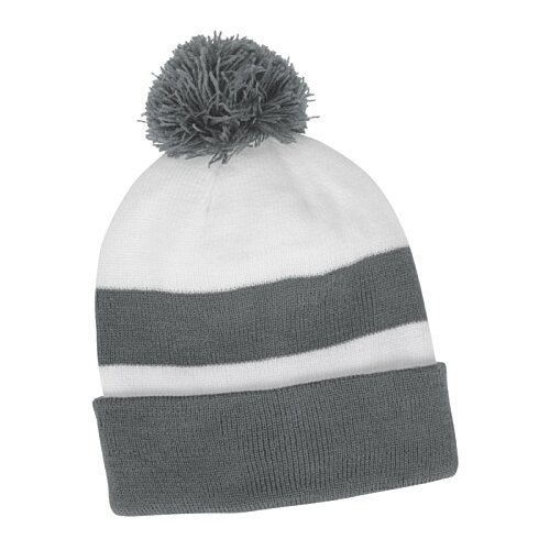 Additional Image 1 - a green and white striped hat