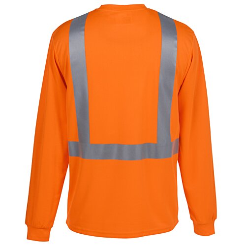 Additional Image 1 - a long sleeved orange shirt with grey reflective strips