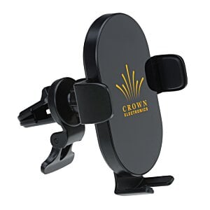 Additional Image 1 - a black car mount with a yellow logo
