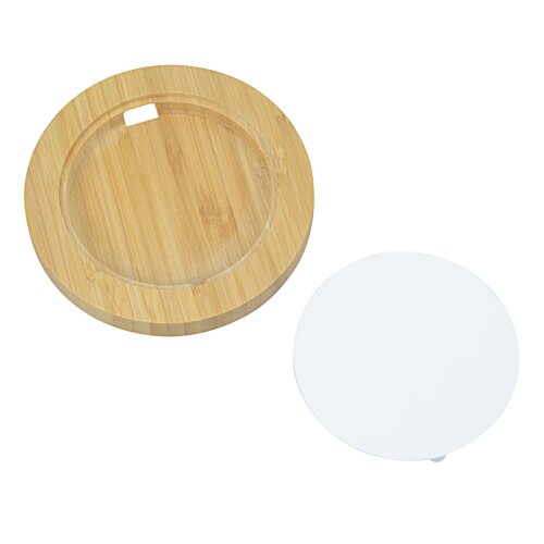 Additional Image 2 - a white circle and a wooden plate